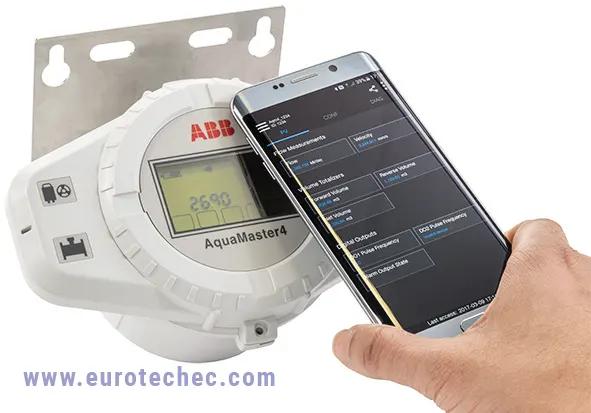 khả năng kết nối thiết bị di động của mặt hiển thị đồng hồ ABB Aquamaster 4